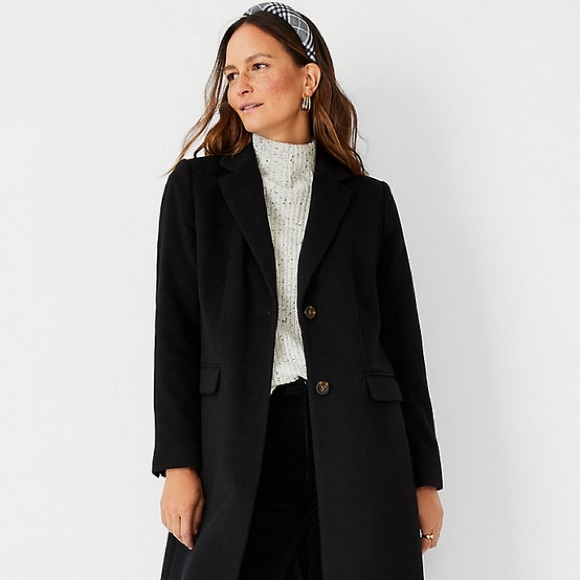 ♣️Ann Taylor Wool Chesterfield Coat in Black, M, NWOT✨ - Picture 6 of 8